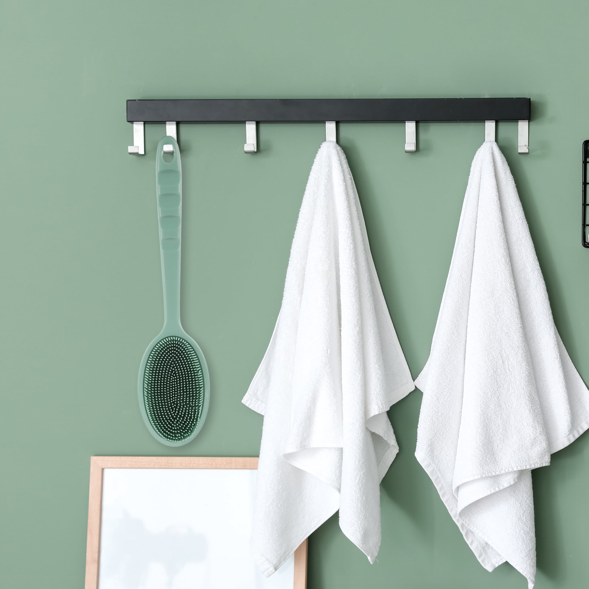 Unique Bargains 1pc Long Handle Bath Brush for Shower 13.39" Length Green