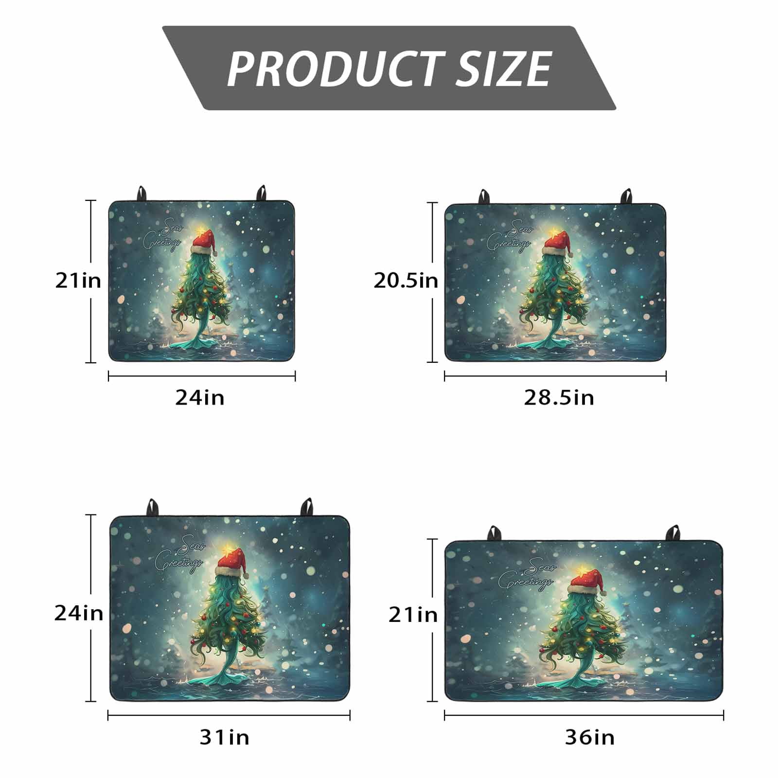 Coastal Christmas Stove Top Cover for Electric Stove, Heat-proof & Non Slip Glass Top Stove Cover Protector, Xmas Pine Tree Ocean Beach Green Kitchen Flat Cooktop Rubber Mat 24x21 Inches