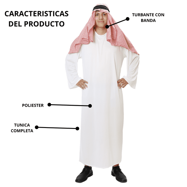 Disfraz Jeque Arabe Clasico con Barba para Adulto Hombre Talla Chica Walmart en linea