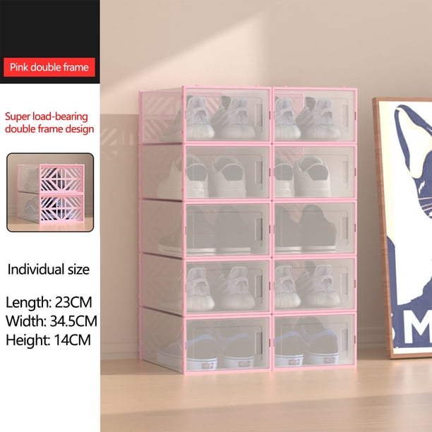 Organizador de Zapatos de Plástico Transparente con Carga en Ambos Extremos – Gabinete de Almacenamiento de Apertura Lateral, Ahorro de Espacio para Zapatos Casuales, Uso en Viviendas de Alquiler,