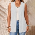 thumbnail image 2 of FRSASU Plus Size Casual Lightweight Cardigan for Women Soft Long Sleeveless Knit Cardigans Open Front Loose Fit Vest White, 2 of 8