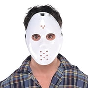 amscan Halloween Costume Horror Hockey Slasher Plastic Face Mask, White, One-Size