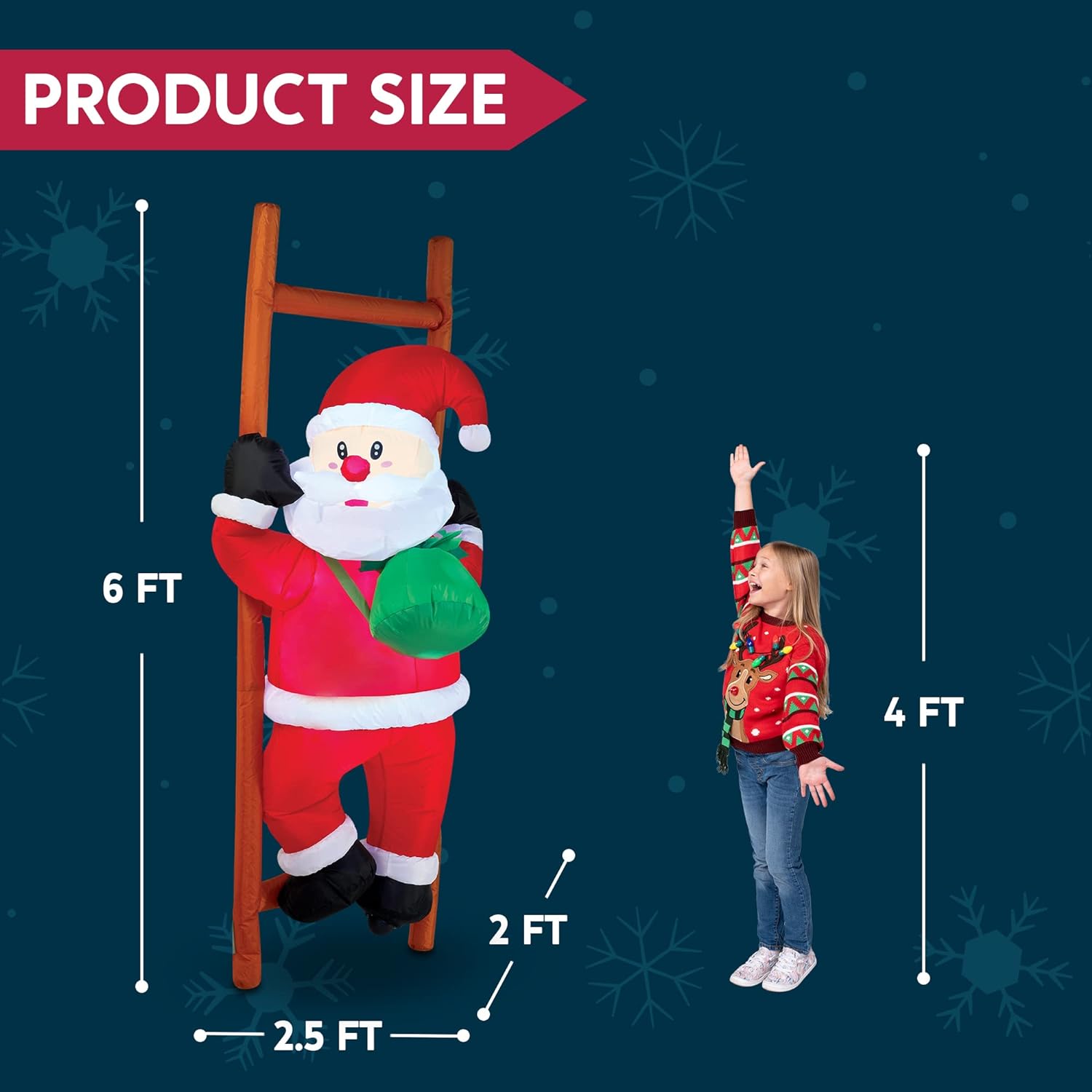 Joyfy 6 Ft Christmas Inflatable Climbing Santa photo 4