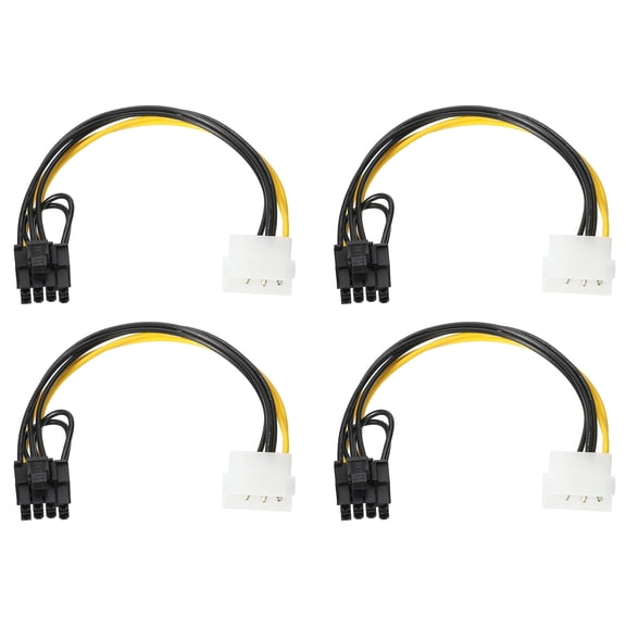 Uxcell 4 Pin to 8 Pin Male PCI Express Cable PCIE Graphics Card Power Converter Adapter Cables Connector 220mm/8.7" 4pcs
