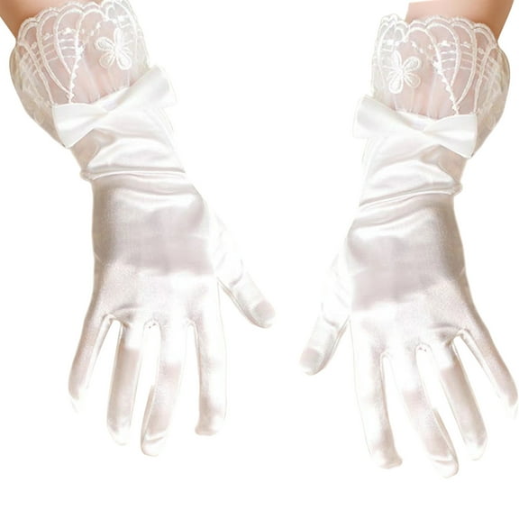 RUISINERY Lace Gloves Wedding Dancing Gloves Proms Party Supply Full Finger Stretchy Gloves for Concert Operas