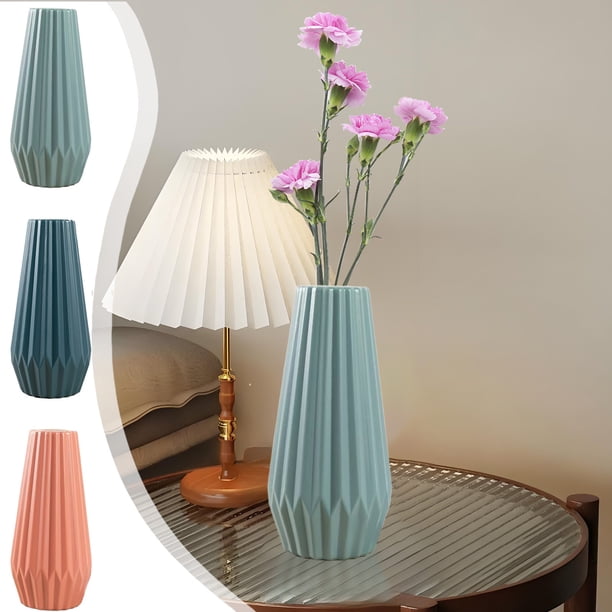 Jarrón de plástico azul rosa verde 8,27 pulgadas – portaflores decorativo moderno • plástico ligero y duradero • centro de mesa para bodas, fiesta de oficina, arreglo del hogar