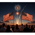 thumbnail image 3 of Fabric Material American Flags Patriotic Banner Fireworks Design Decorative Evening Celebration for National Day Outdoor Event Independence Day, 3 of 7