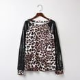thumbnail image 3 of OKBOP Womens 3/4 Sleeve Tops,Casual Leopard Print Sequins O Neck Long Sleeve Loose T Shirt Fall Blouses for Women 2022 In October We Wear Pink Shirt, 3 of 8