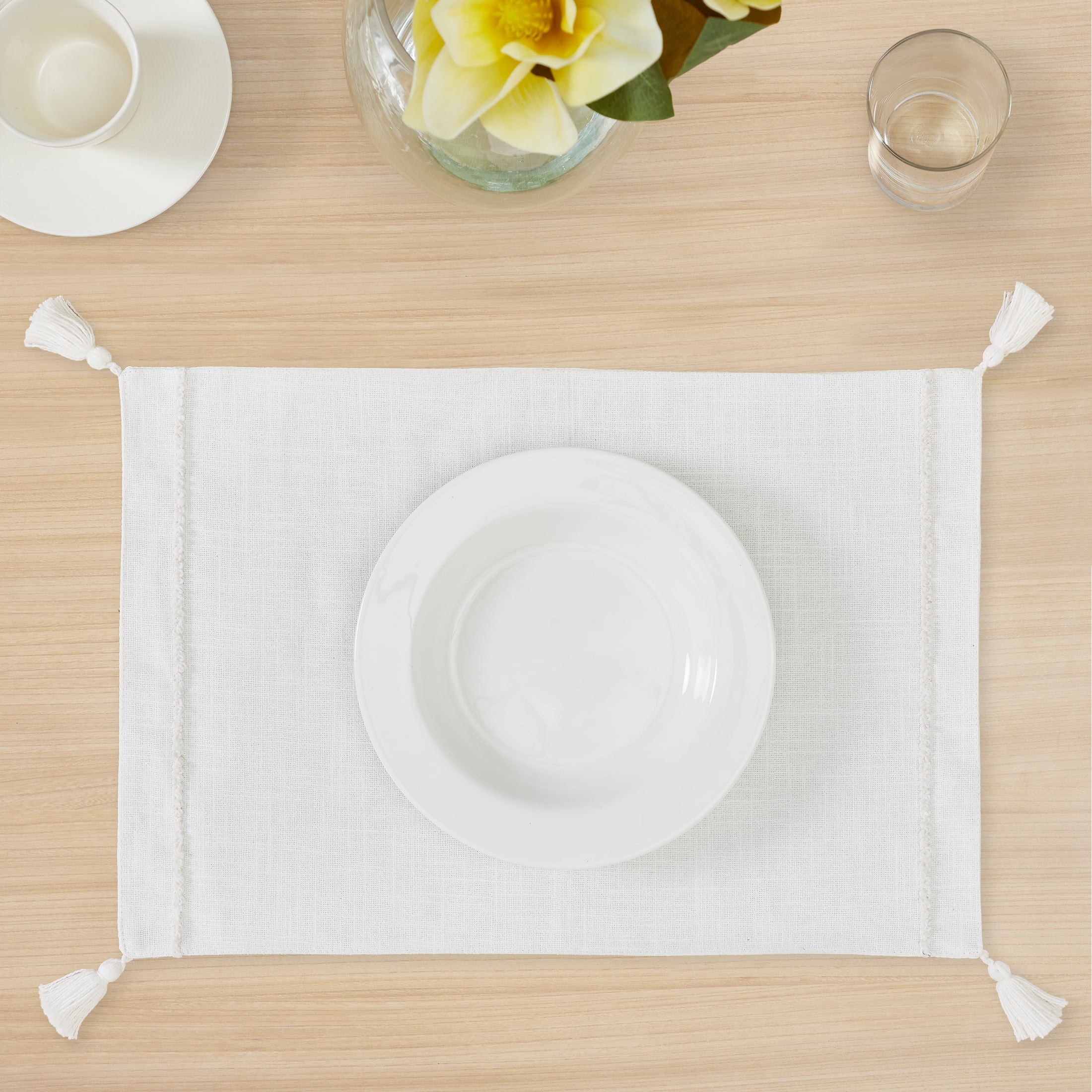 Way to Celebrate Ivory Woven Cotton 13" x 19" Placemat, 1 Piece