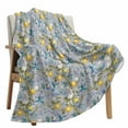 thumbnail image 6 of Lemon Tree Birds Flannel Blanket for Bed, Green Botanical Blue Floral Soft Cozy Warm Couch Throw Blanket, Lightweight Fluffy Plush Bedding Blankets for Sofa Decor All Season 30"x40", 6 of 7