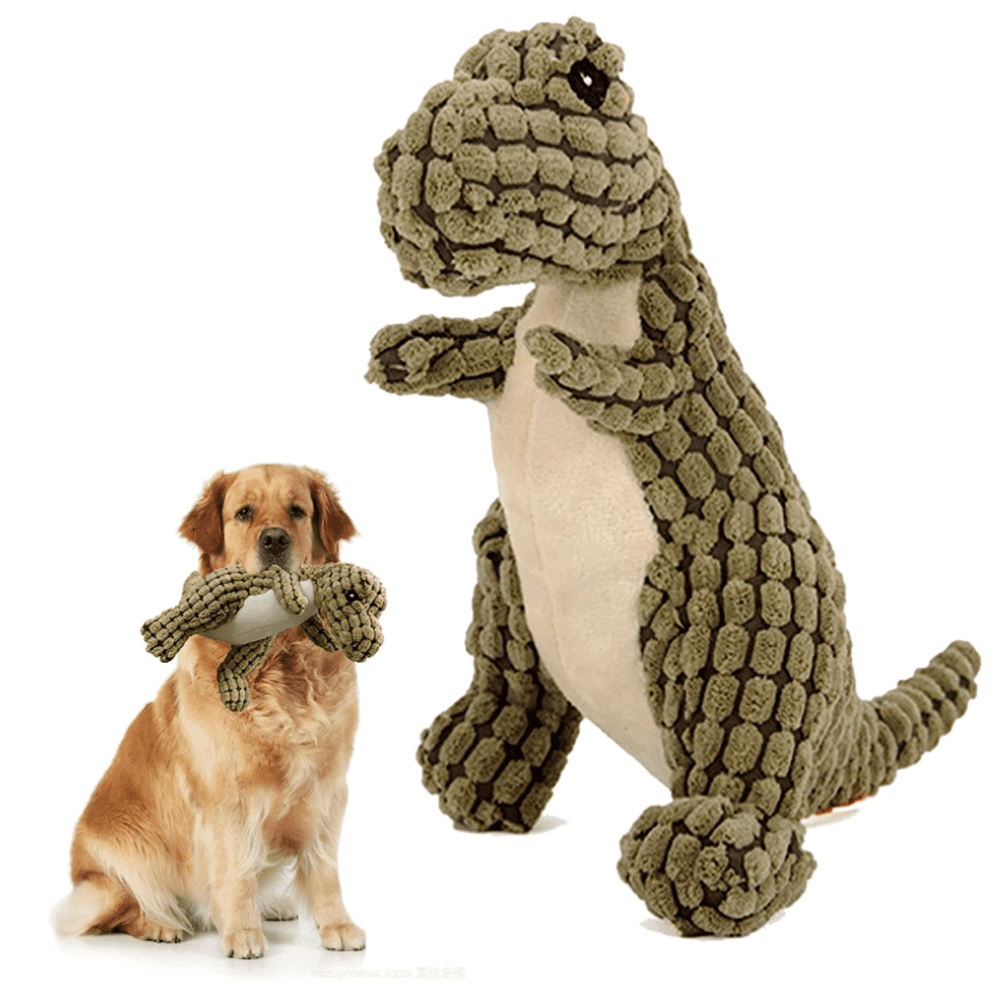 2023 New Indestructible Robust Dino, Unbreakable and Squeaky Stuffed Plush Dog Toy for