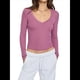 thumbnail image 3 of Camisas de Larga para Mujer, Moda de Otoño 2025, Cuello en V, Blusas Básicas, Blusas Ajustadas Y2K, Conjuntos Púrpura M, 3 of 8
