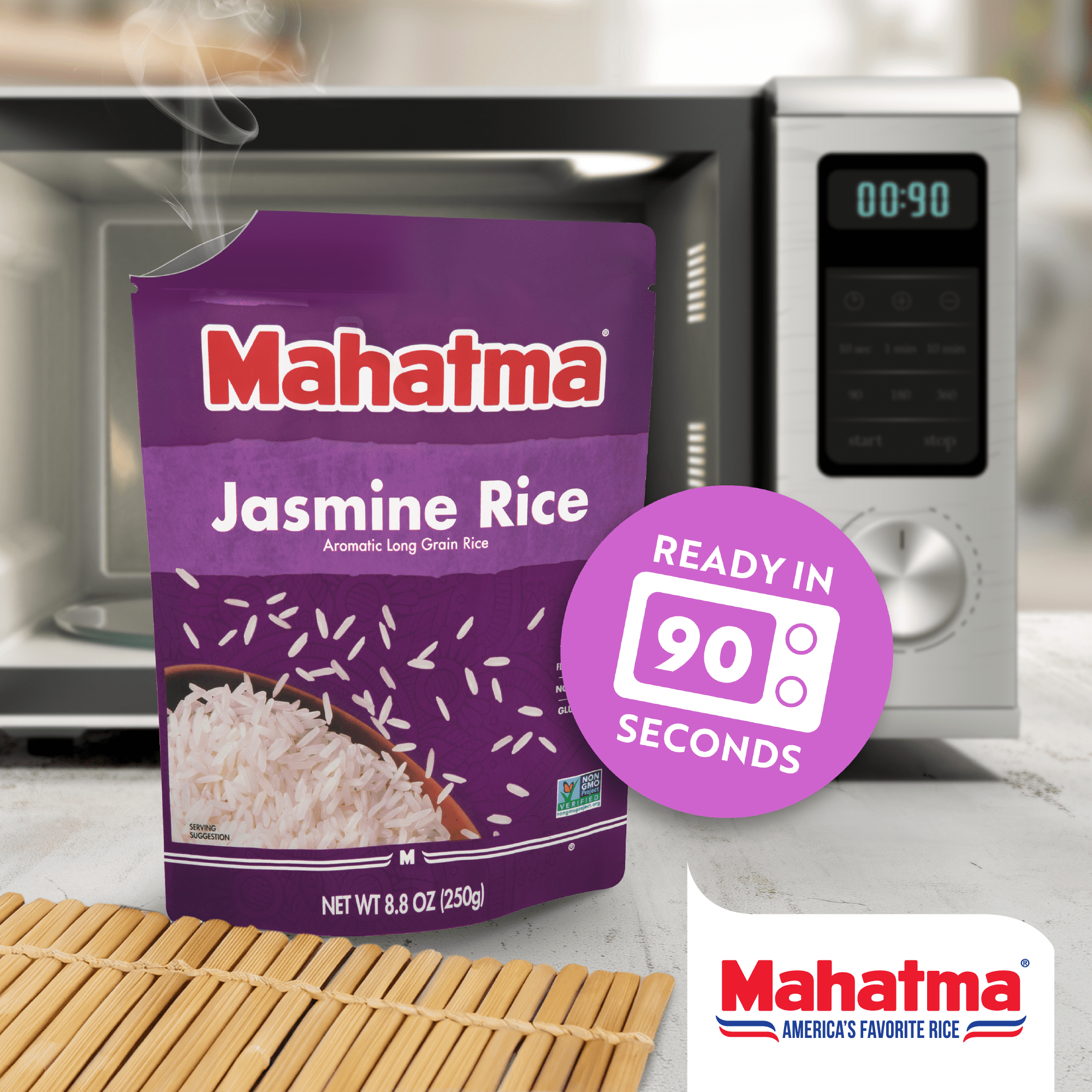 (6 pack) Mahatma Ready-to-Eat White Jasmine Rice, Microwavable Rice, 8.8 oz Pouch