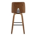 thumbnail image 4 of Stella 30" Mid-Century Modern Fixed-Height Barstool with Swivel in Walnut Wood, Light Grey Fabric and Square Black Metal Footrest by LumiSource - Set of 2, 4 of 5