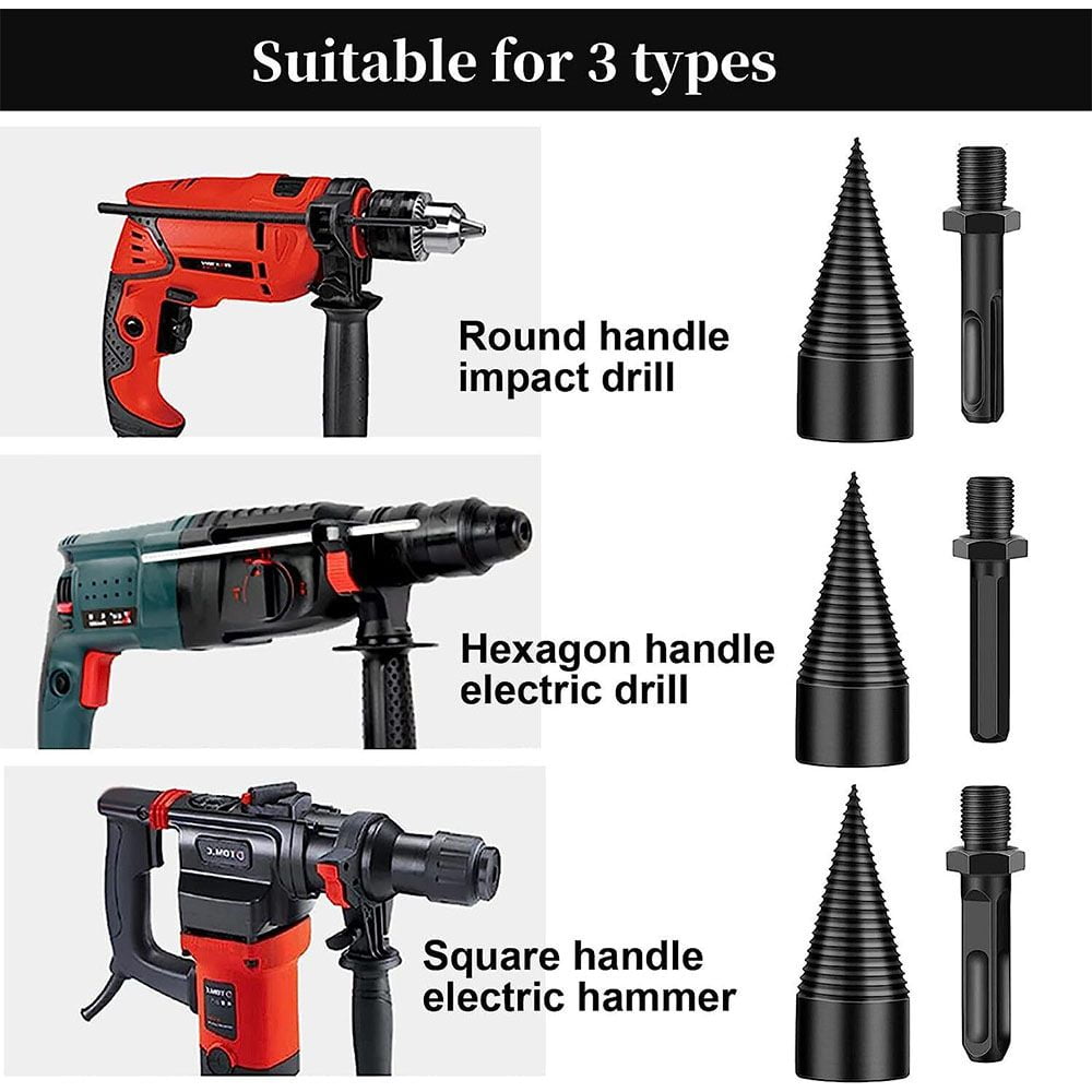 VIVIHEYDAY Firewood Drill Bit 32mm+42mm Wood Splitting Drill Bit Set Woodworking Tool High Speed Steel