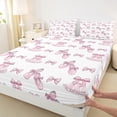 thumbnail image 3 of Homewish Kawaii Bow Tie Girl 4 Pieces Queen Sheet Sets,Pink White Ultra Soft Flat Sheet,Dance Ballet Theme Queen Fitted Sheet,Super Cozy Room Decor, 3 of 7