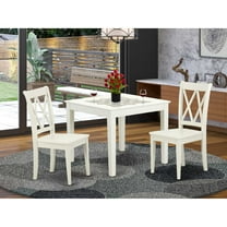 East West Furniture Oxford 3-piece Table and Double X back Chairs in Linen White