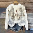thumbnail image 2 of Christmas Long Sleeve Pullover Shirts for Women Graphic Jesus Printed Round Neck Sweatshirt Loose Holiday Tops (L, White 01), 2 of 5