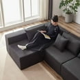 thumbnail image 6 of 104" Modular Sectional Sofa, Cloud Deep Seat Corduroy L-Shape Sofa with Chaise, Modern Modular Sleeper Couch for Living Room Bedroom, No Assembly Required,Black, 6 of 7