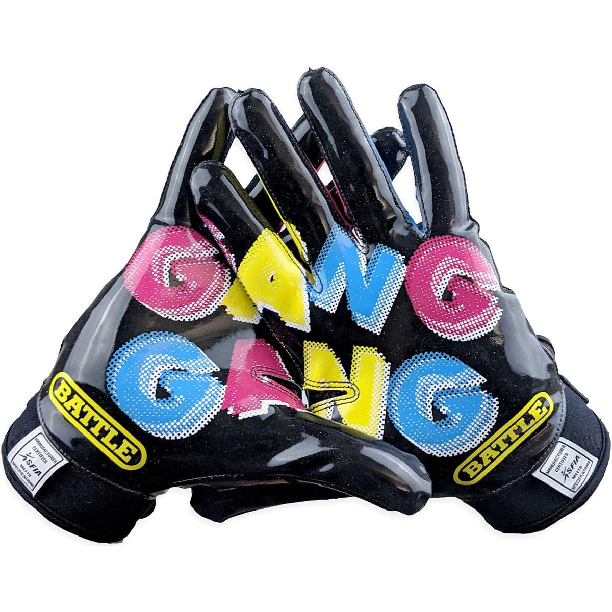 Battle Sports Gang Gang Double Threat Adult Football Gloves - Medium - Black