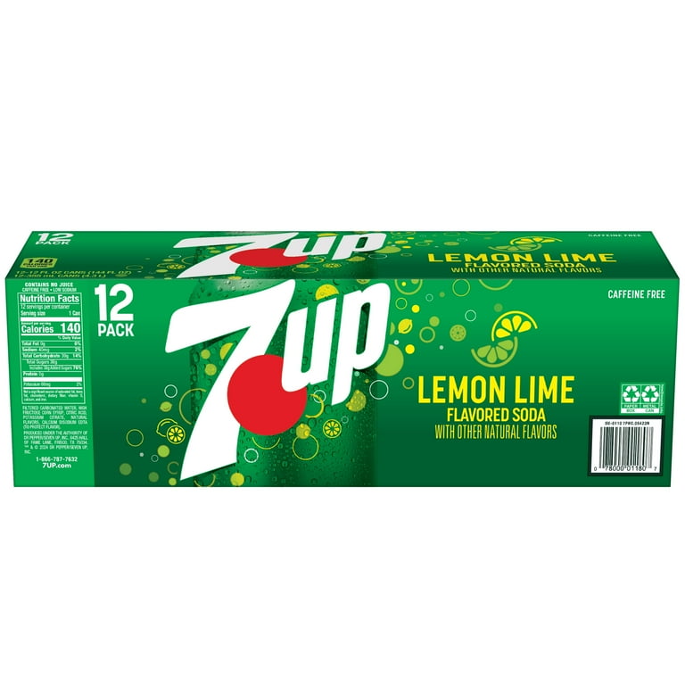 7UP Caffeine-Free Lemon Lime Soda, 12 Fl Oz Cans, 12 Count Case