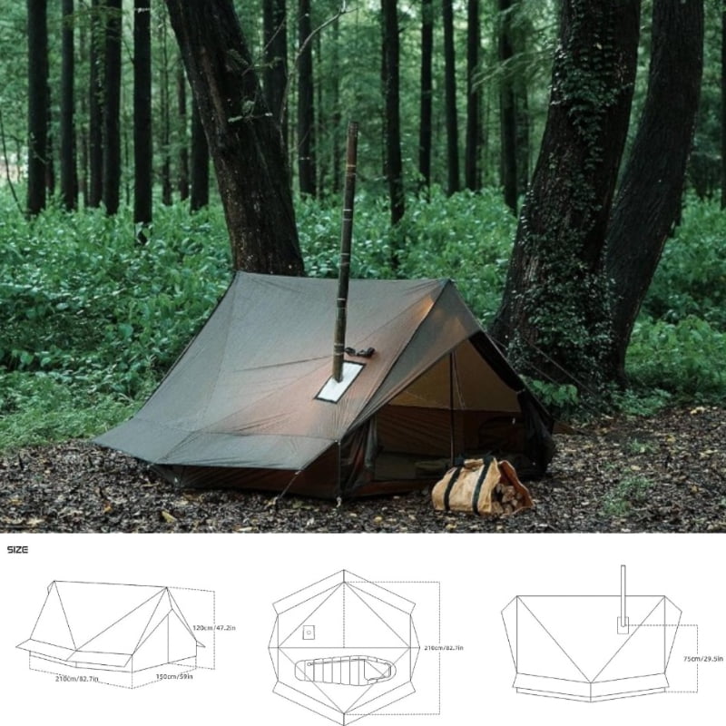Cabin Hot Tent with Stove Jack Camping Tent Winter Tent 4 Season Tent 1-2 Person for Backpacking Camping Hiking Hunting Fishing Waterproof Windproof Lightweight 82 * 59 * 47