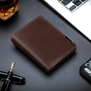 Cshidworld Mens Full Grain Leather Wallet – Mens Ultra-Slim RFID Blocking Card Holder – Mens Bifold Wallet – Compact and Durable – 7 Card Slots and 1 ID Window (Coffee)