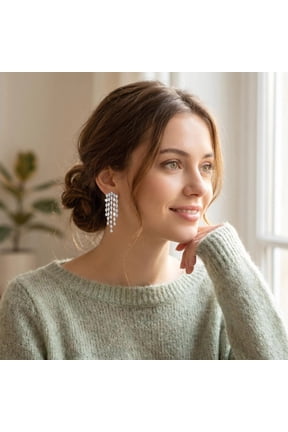 Colorful Cubic Zirconia Chandelier Tassel Stud Drop Dangle Earrings for Women