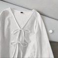 thumbnail image 7 of AKOEE Womens Crop Sweaters Open Tie Front Cardigans Soft Knit V Neck Long Sleeve Casual Spring Fall Blouses (XL, White), 7 of 7