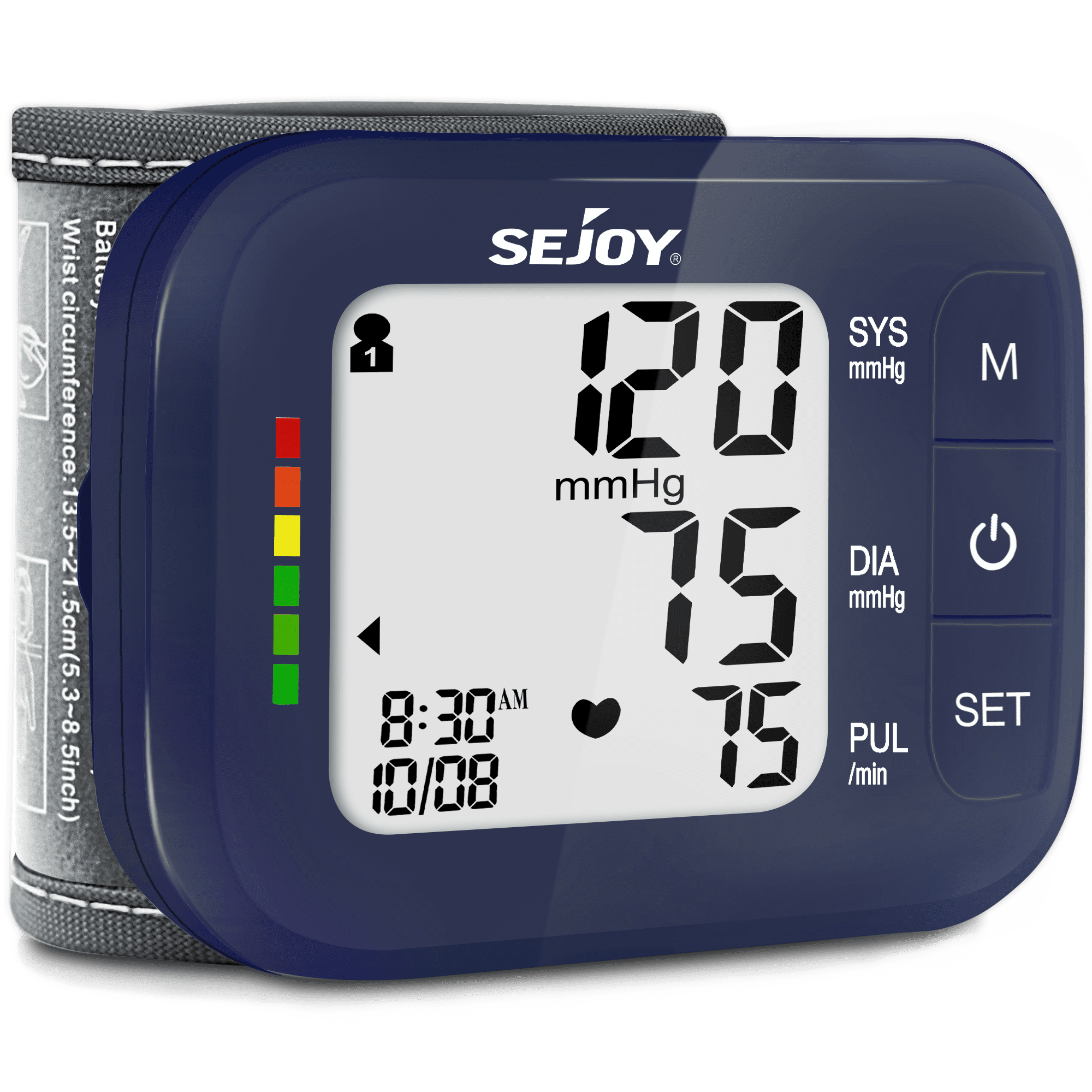 Sejoy Wrist Blood Pressure Monitor, Digital BP Monitor with Adjustable Cuff, Automatic Home High Blood Pressure Machine