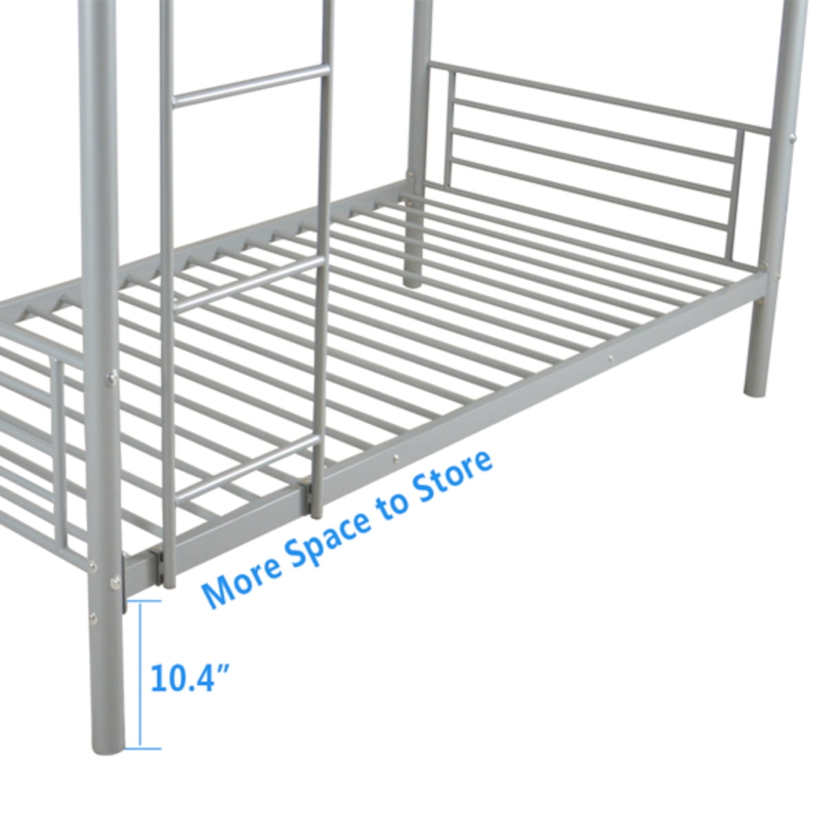 Alvantor Twin over Twin Metal Bunk Bed with Reversible Ladder and 13.19-Inch Guardrails, Gray