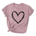 thumbnail image 2 of jsaierl Women's Heart Print T Shirts Summer Cute Short Sleeve Tops Basic Crewneck Graphic T-Shirts Casual Workout Blouses, 2 of 3