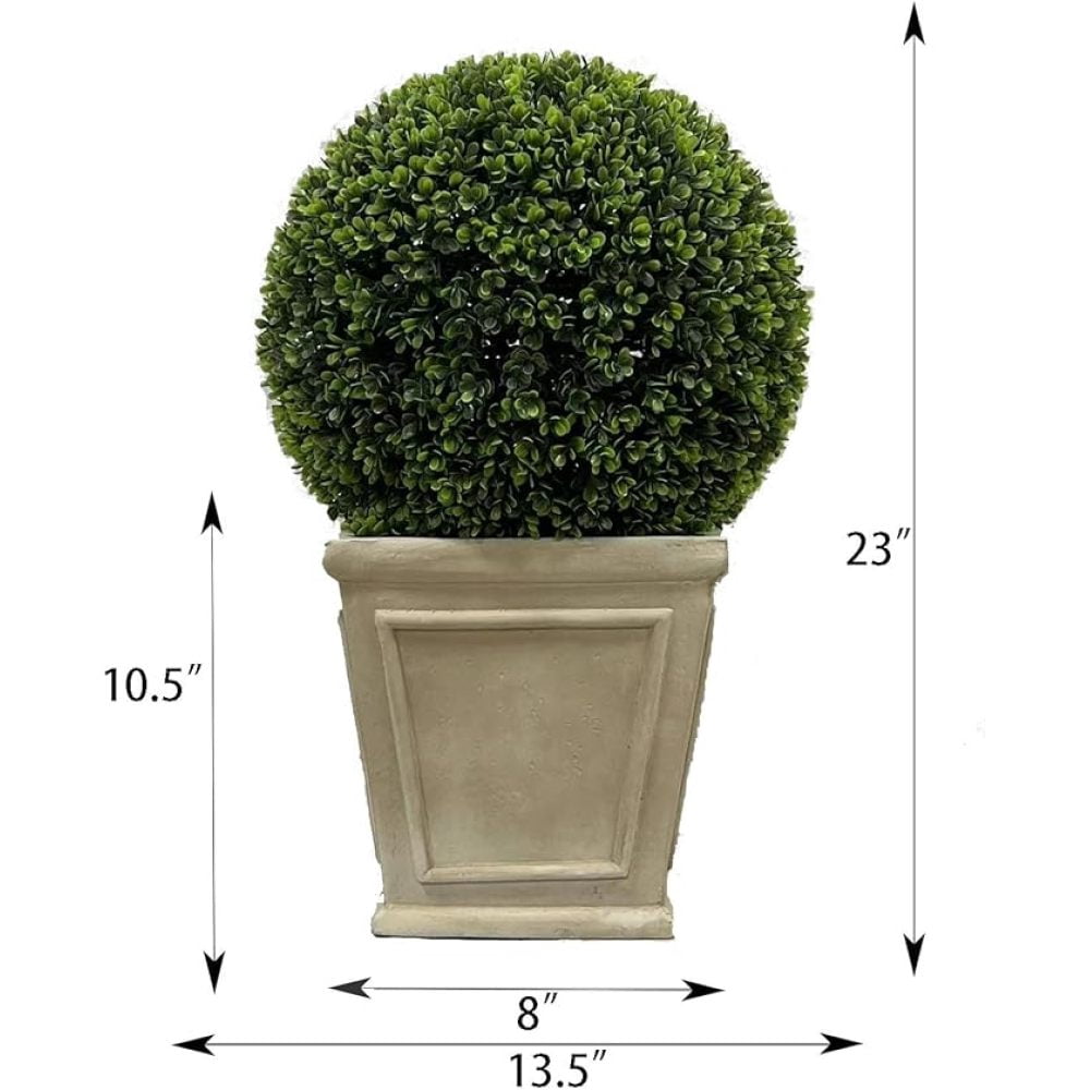 Holaki 23" Artificial Plant Topiary Ball, Ball Topiary in Square Pot for Home Office Outdoor and Indoor Decor Porch Plants