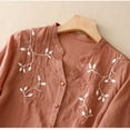 thumbnail image 4 of EOYWHK Trench Coats for Women Round Neck Printed Loose Shirt With Three Quarter Sleeves Top Fall Savings, 4 of 8