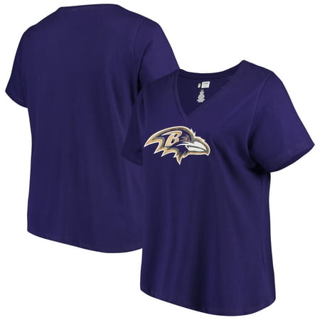 Women's Majestic Purple Baltimore Ravens Plus Size Logo V-Neck (Best Neighborhoods In Baltimore)