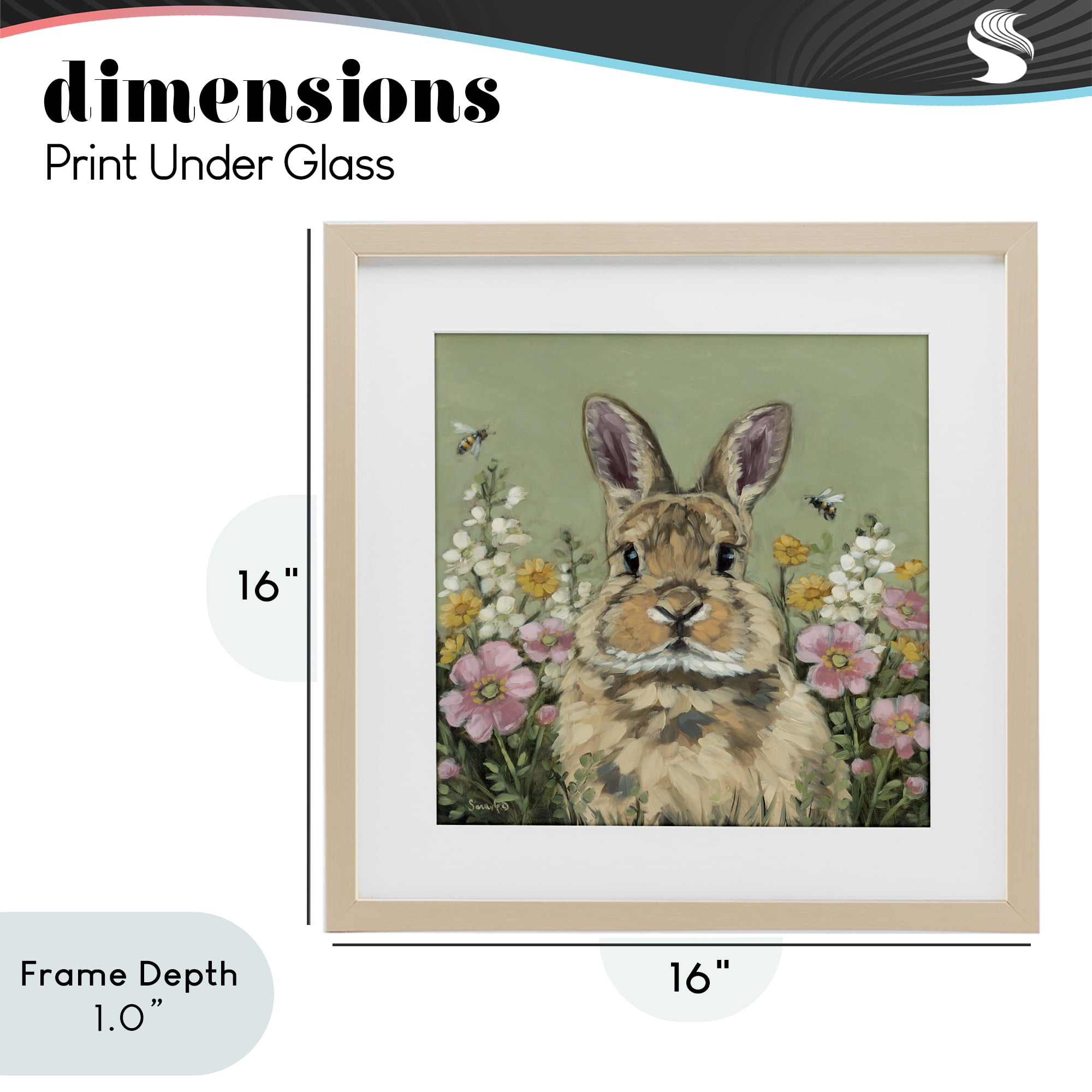 Stupell Industries Spring Abloom Rabbit Birch Framed Print Under Glass, design by Sara G. Designs