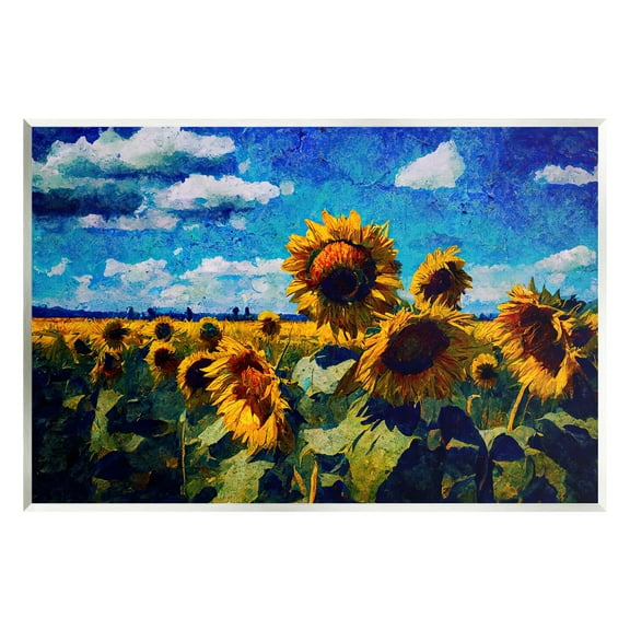 Stupell Industries Sunflower Field & Clouds Landscape Painting Unframed Art Print Wall Art, 15 x 10