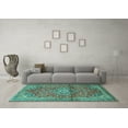 thumbnail image 3 of Ahgly Company Indoor Square Medallion Turquoise Blue Traditional Area Rugs, 4' Square, 3 of 4