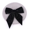 thumbnail image 2 of Wool Beret for Women Girl Beret Hats Cap with Bowknot Hair Accessories, 2 of 3