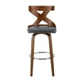 thumbnail image 3 of Gayle 30" Swivel Cross Back Grey Faux Leather and Walnut Wood Bar Stool, 3 of 10