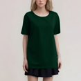 thumbnail image 2 of T-shirt Mode Femme Col Rond Grande Taille Manches Courtes Couleur Unie avec Tissu Doux et Respirant, 2 of 5