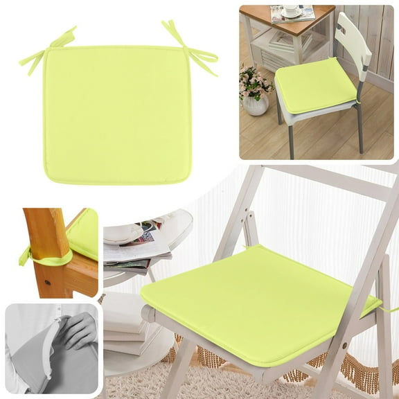 Outdoor/Indoor 15.7x15.7 Inch Chair Cushions with Ties Set of 1, Waterproof All Weather Square Seat Pads Decoration for Patio Garden Furniture Home Office, Yellow