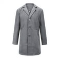 thumbnail image 2 of gbyLJF Men's Solid Color Woolen Overcoat Mid-length Button Down Suit Collar Coats Winter Casual Business Outwear with Pockets, 2 of 5