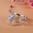 thumbnail image 2 of Bow Jewelry Two Stone Bypass Engagement Rings - 2.46 Ct Moissanite Oval Cut Engagement Rings - 14K White Gold Plated Wedding Anniversary Ring - 2 Stone Engagement Wedding Toi Et Moi Rings, 2 of 8