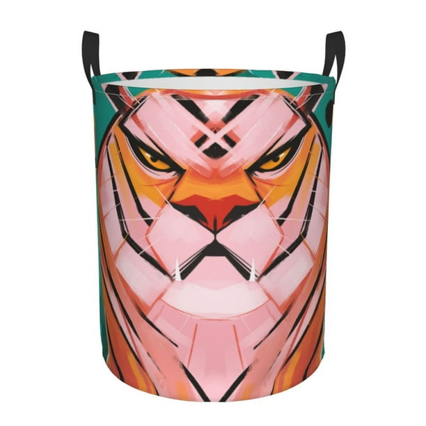 LNWH Laundry Basket, Abstract Tiger Face Pattern Foldable Laundry