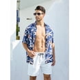 thumbnail image 5 of Wespornow Mens Hawaiian Shirts Short Sleeve Floral Tropical Beach Casual Button Down Shirts Navy M, 5 of 7