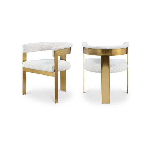 Meridian Furniture Romeo Cream Boucle Fabric Dining Chair (Set of 2)