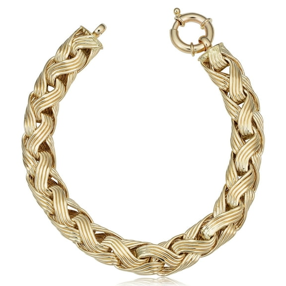KoolJewelry 14k Yellow Gold Bold Braided Link Bracelet (9.8 mm, 7.5 inch)