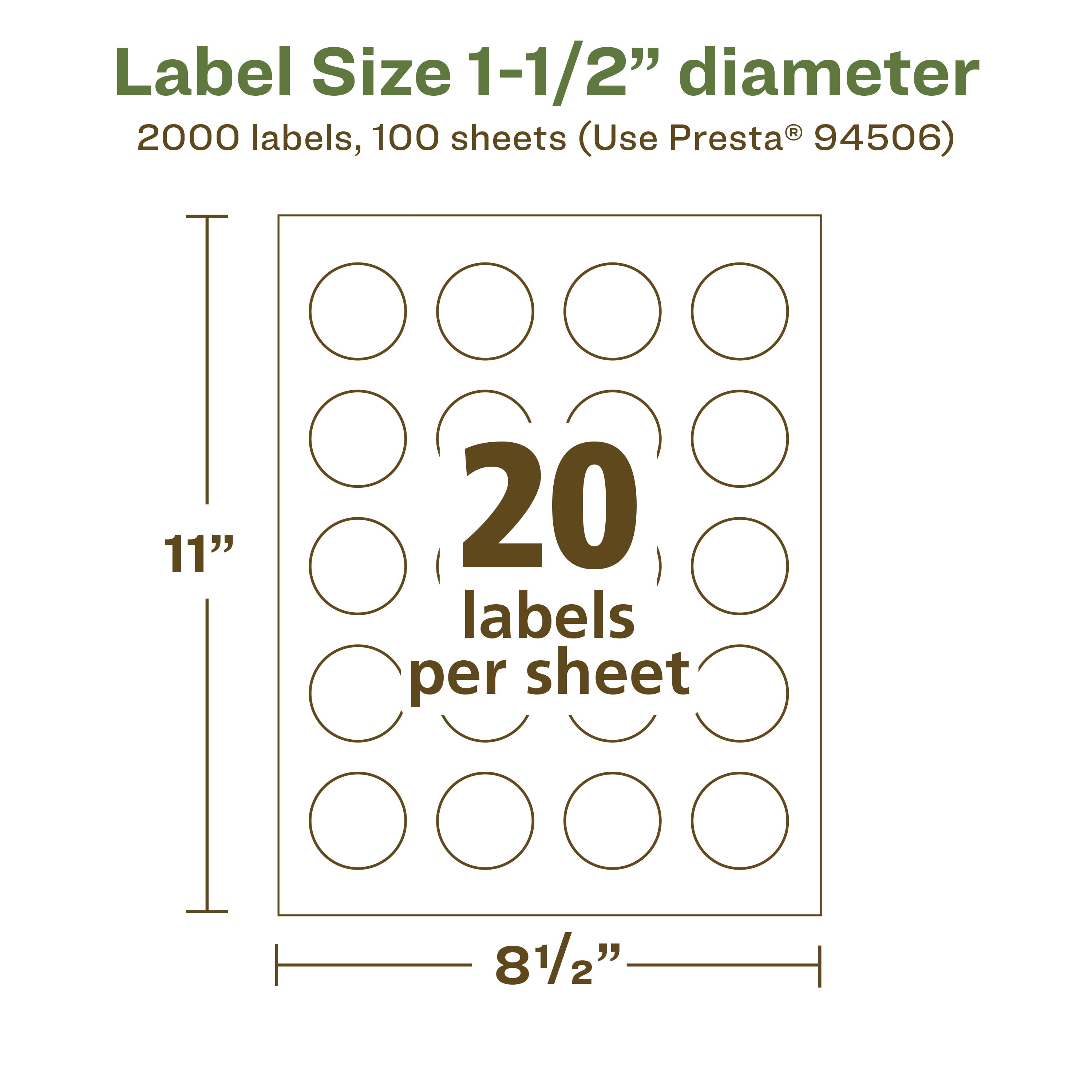 Avery EcoFriendly Round Labels, 1-1/2" Diameter, 2,000ct