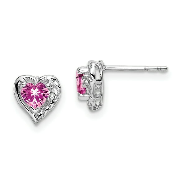 Primal Gold 14 Karat White Gold Created Pink Sapphire and Diamond Earrings